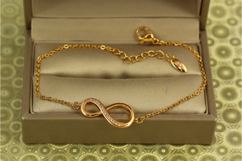 Браслет Xuping Jewelry Восьмерка 17 см 11 мм золотистый