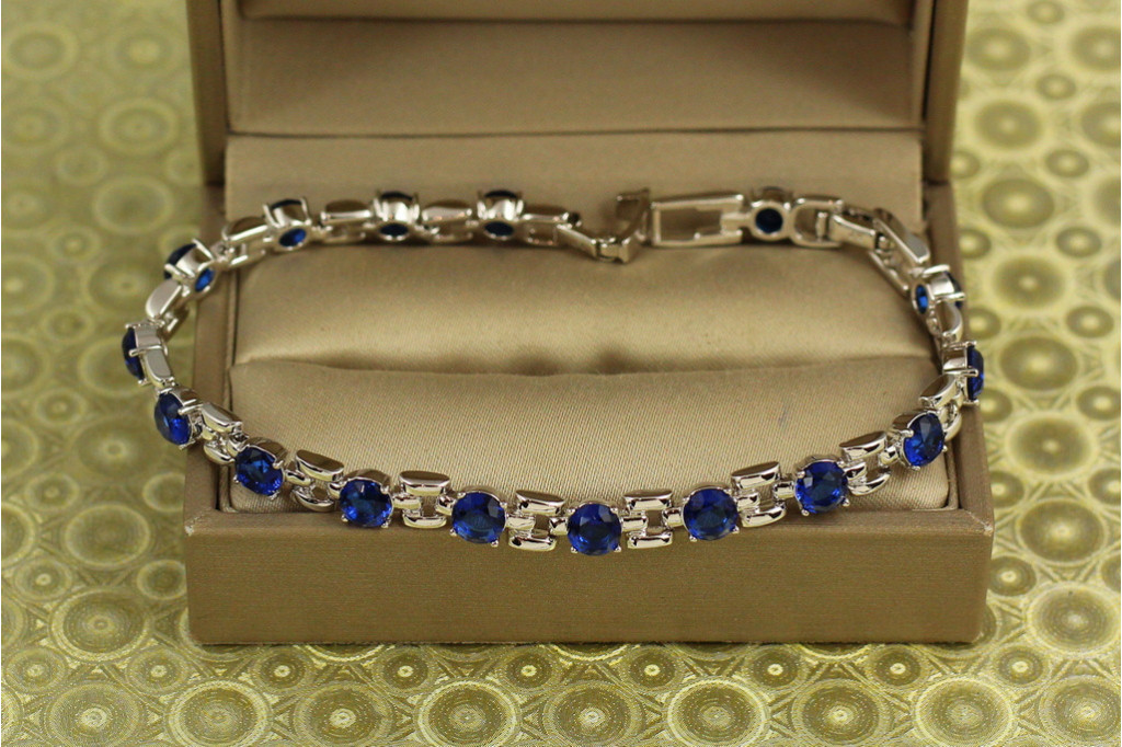 Браслет Xuping Jewelry Рапсодія із синіми каменями 17 см 6 мм сріблястий
