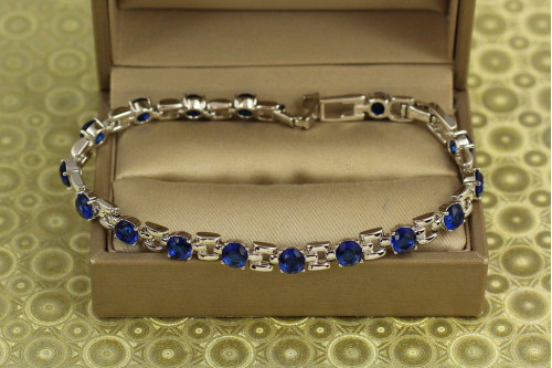 Браслет Xuping Jewelry Рапсодія із синіми каменями 17 см 6 мм сріблястий