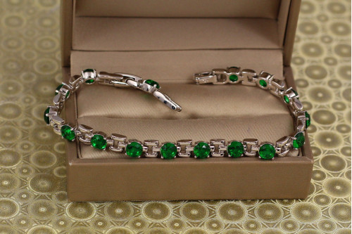Браслет Xuping Jewelry Рапсодія із зеленими каменями 19 см 6 мм сріблястий