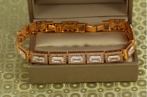 Браслет Xuping Jewelry Прямокутні багети 17,5 см 8 мм золотистий