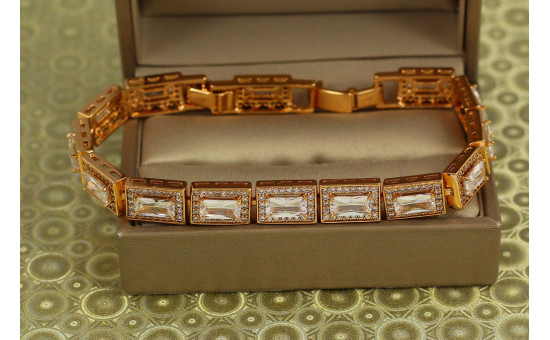 Браслет Xuping Jewelry Прямокутні багети 17,5 см 8 мм золотистий