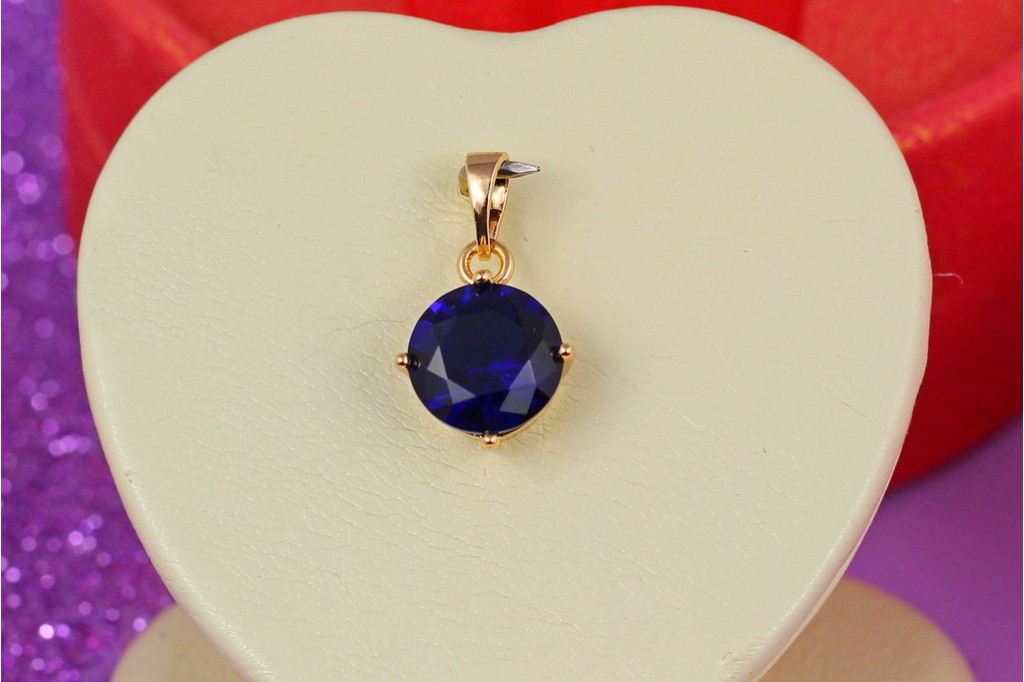 Кулон Xuping Jewelry синий камень четыре крепления 10 мм золотистый