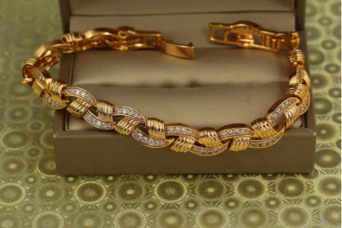 Браслет Xuping Jewelry Скульптурний Ритм 19,5 см 8 мм золотистий
