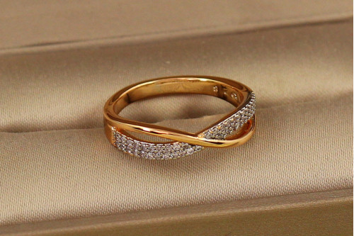 Кільце Xuping Jewelry Хвилька з родієм р 18 золотисте
