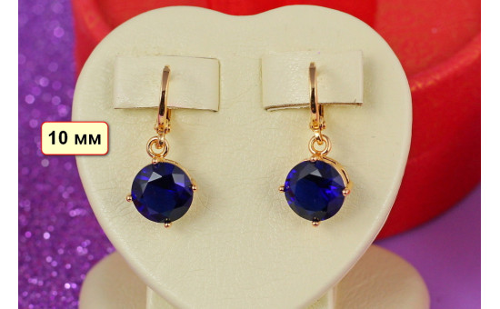 Сережки підвіски Xuping Jewelry з синіми каменями 10 мм сережка 3 см золотисті
