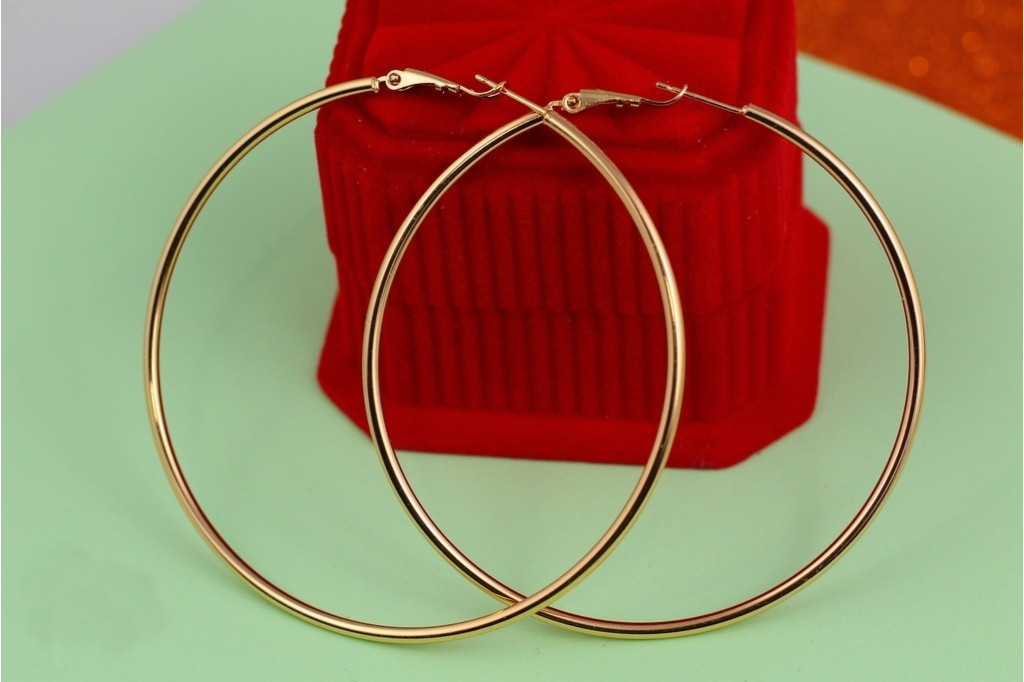 Сережки кільця Хuping Jewelry гладкі 8 см золотисті