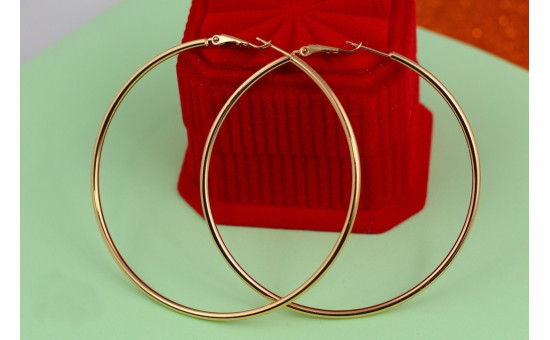 Сережки кільця Хuping Jewelry гладкі 8 см золотисті