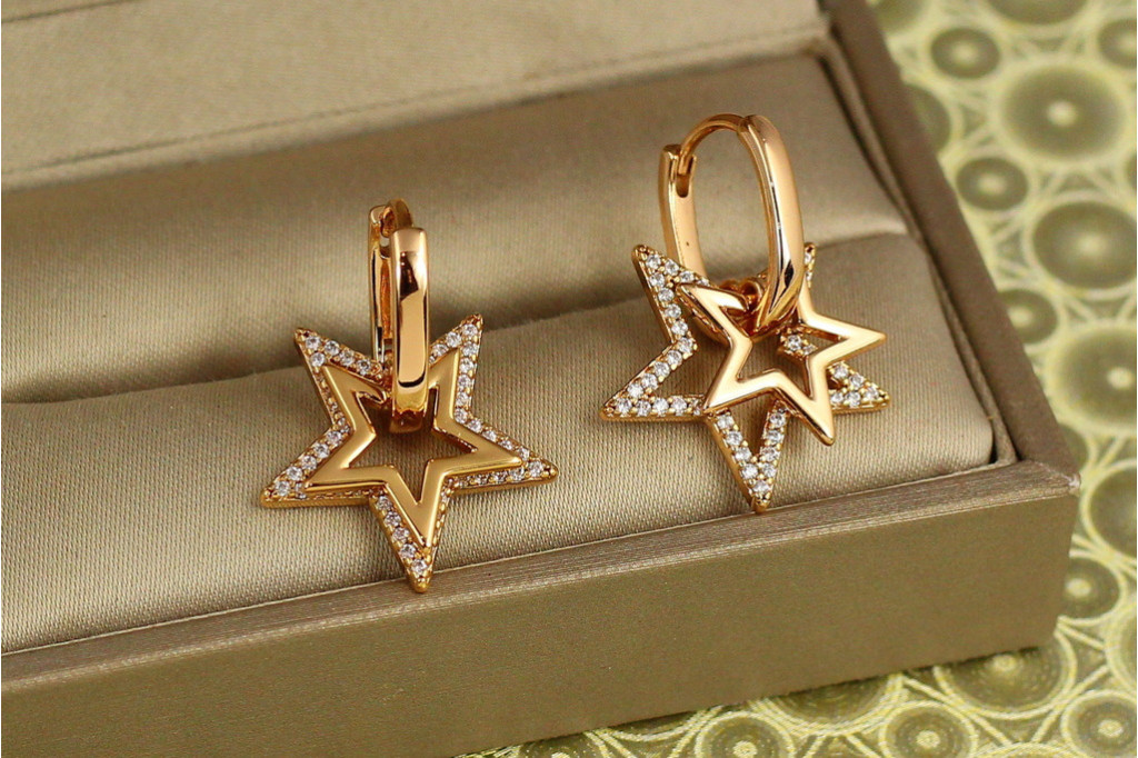 Сережки Xuping Jewelry Зірковий дует 2,2 см золотисті