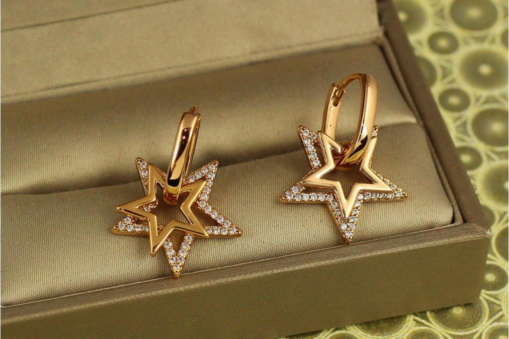 Сережки Xuping Jewelry Зірковий дует 2,2 см золотисті