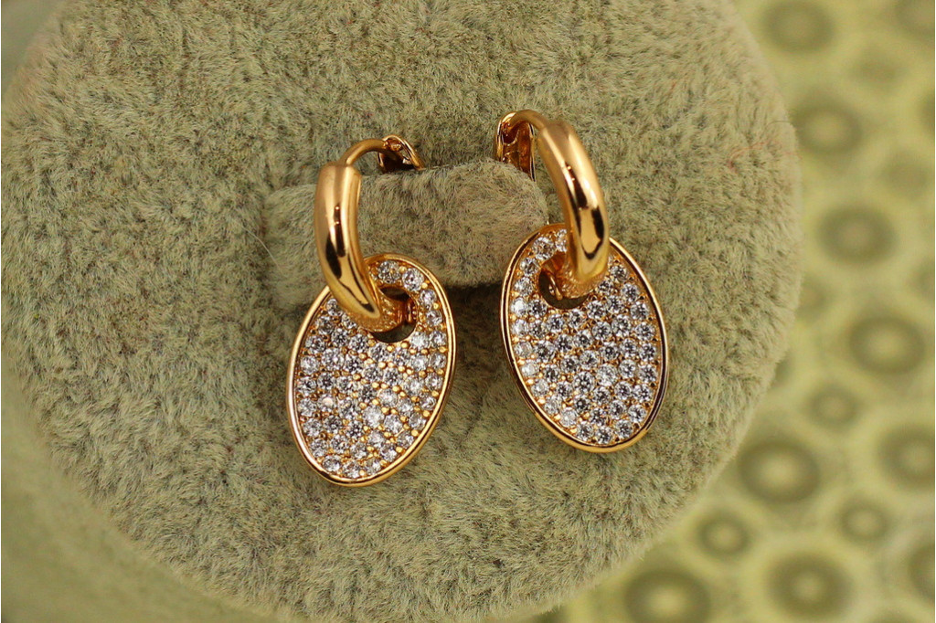 Сережки Xuping Jewelry Овал зйомна підвіска 2,1 см золотисті