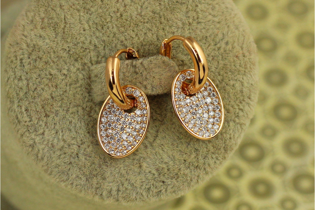 Сережки Xuping Jewelry Овал зйомна підвіска 2,1 см золотисті