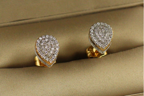 Сережки гвоздики Xuping Jewelry об'ємна крапля з родієм 1,2 см золотисті