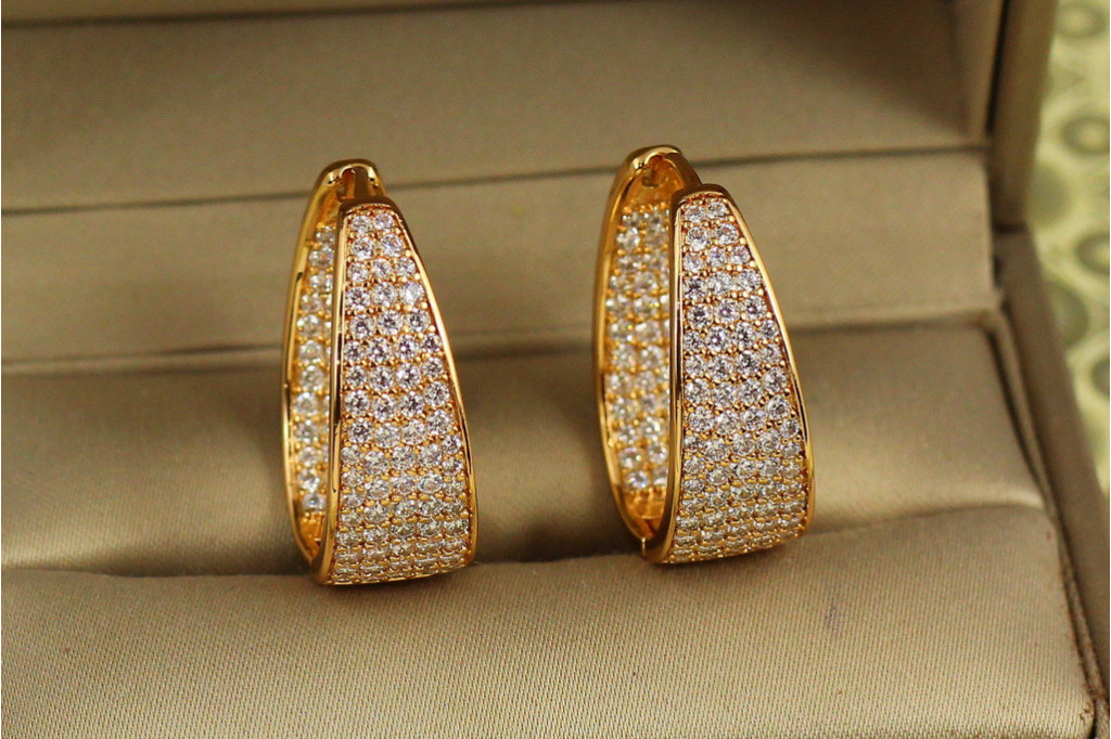 Сережки кільця Хuping Jewelry Сяйво Олімпу 2,5 см золотисті