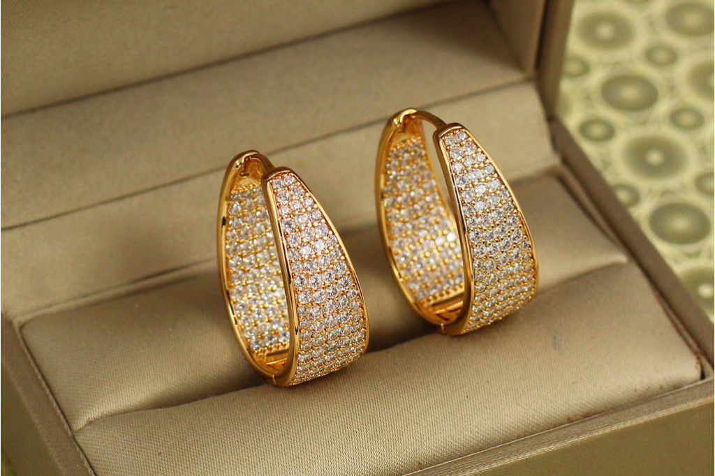 Сережки кільця Хuping Jewelry Сяйво Олімпу 2,5 см золотисті