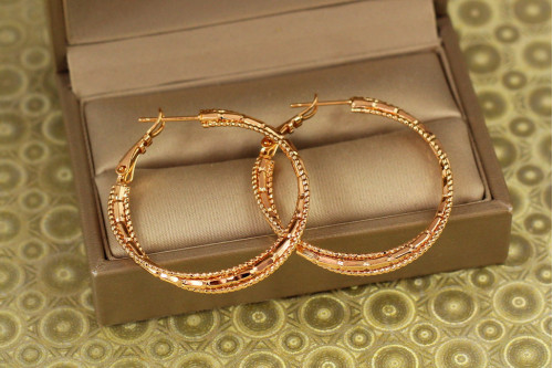 Сережки кільця Хuping Jewelry кручені серпантин 3,5 см золотисті