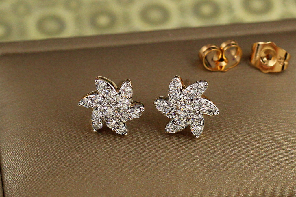 Сережки гвоздики Xuping Jewelry вітрячок з родієм 1,1 см золотисті