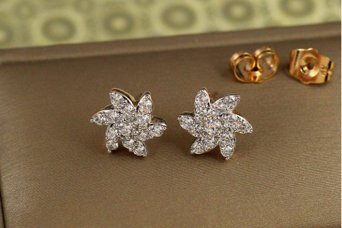 Сережки гвоздики Xuping Jewelry вітрячок з родієм 1,1 см золотисті