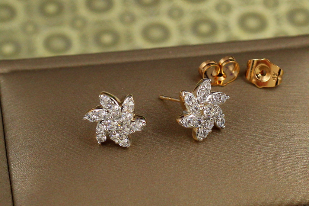 Сережки гвоздики Xuping Jewelry вітрячок з родієм 1,1 см золотисті