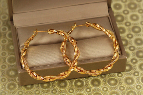 Сережки кільця Хuping Jewelry Трос 4 см золотисті
