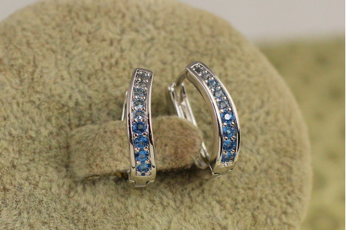 Сережки Xuping Jewelry Сапфірова лагуна 1.6 см сріблясті