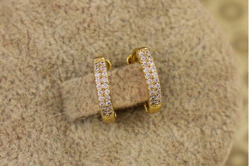 Серьги кольца Xuping Jewelry с камнями в 2 ряда 1,3 см лимонные
