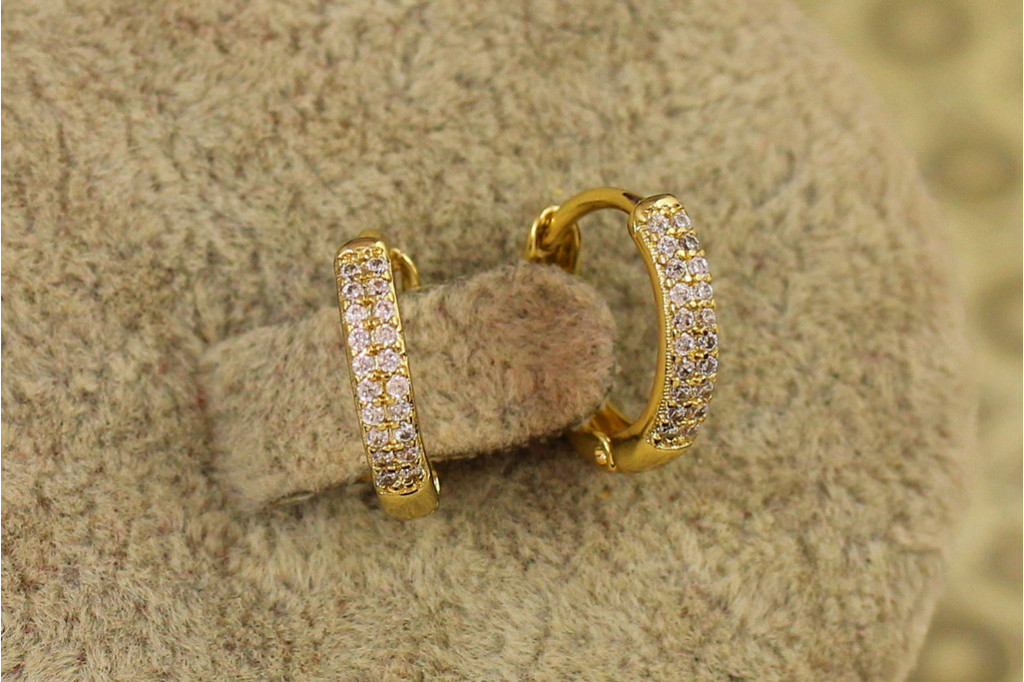 Серьги кольца Xuping Jewelry с камнями в 2 ряда 1,3 см лимонные