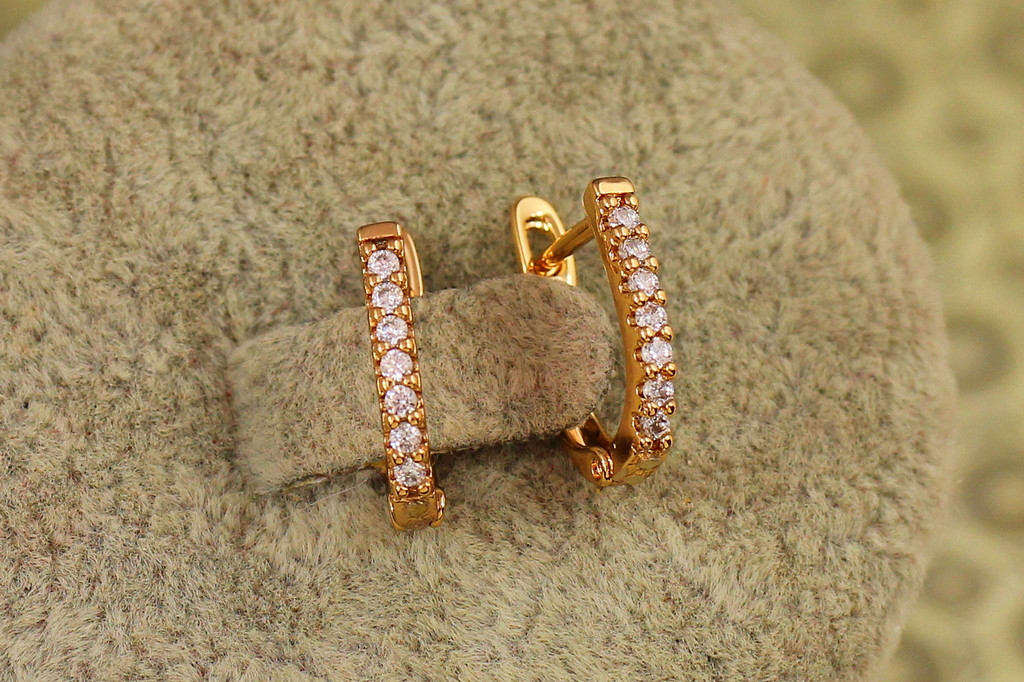 Серьги Xuping Jewelry дорожки с фианитами 1,5 см золотистые