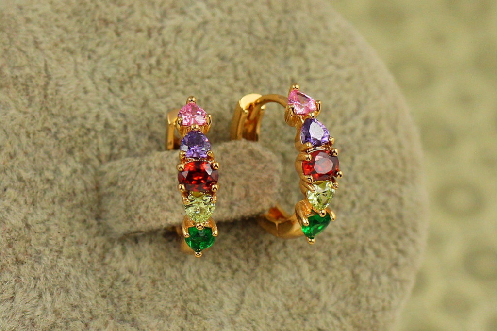 Сережки кільця Хuping Jewelry ягідне асорті 1,6 см золотисті