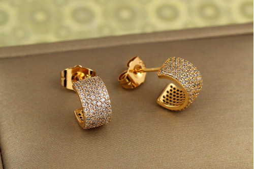 Сережки гвоздики Xuping Jewelry п'ять доріжок 1,1 см золотисті