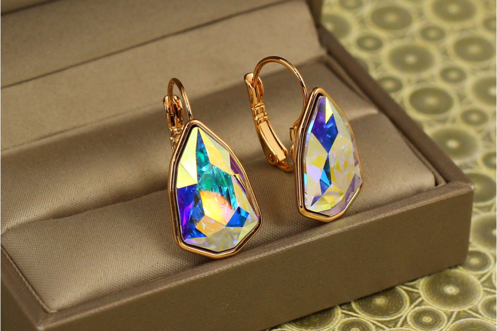 Сережки XСережки Xuping Jewelry Сваровської Моноліт з велиuping Jewelry Сваровські Моноліт із великим каменем хамелеон 2,8 см золо