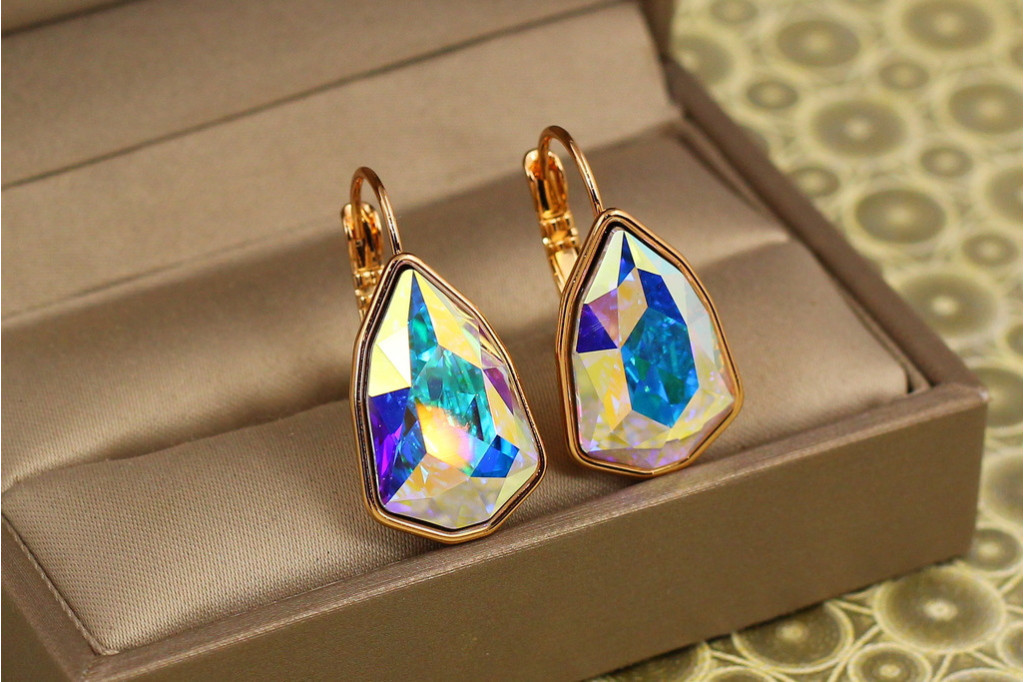 Сережки XСережки Xuping Jewelry Сваровської Моноліт з велиuping Jewelry Сваровські Моноліт із великим каменем хамелеон 2,8 см золо