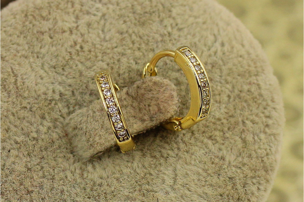 Серьги кольца Xuping Jewelry с камнями 1,3 см лимонные