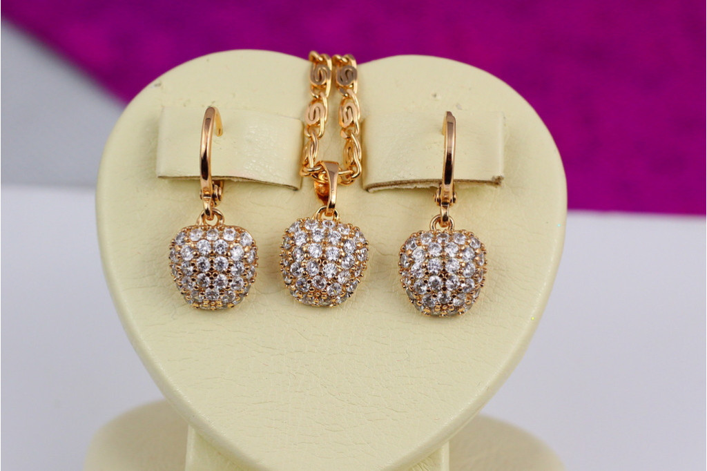 Набір Xuping Jewelry сережки і кулон яблучка без ланцюга золотистий