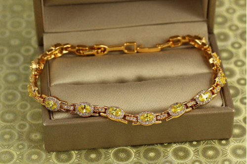 Браслет Xuping Jewelry Мозаїка з жовтими каменями 19 см 6 мм золотистий