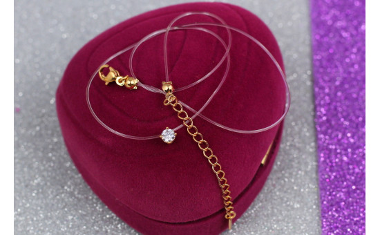 Леска Xuping Jewelry с кулоном 40 см с дополнительной цепочкой 5 см камень 4 мм золотистая