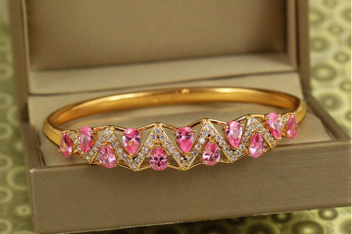 Браслет бенгл Xuping Jewelry Півонієвий Зигзаг 57 мм на руку від 16 см до 18 см золотистий
