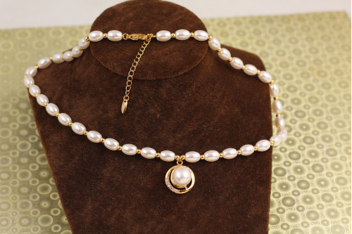 Набір Xuping Jewelry Повня в ореолі з перлинами 41+5 см золотистий