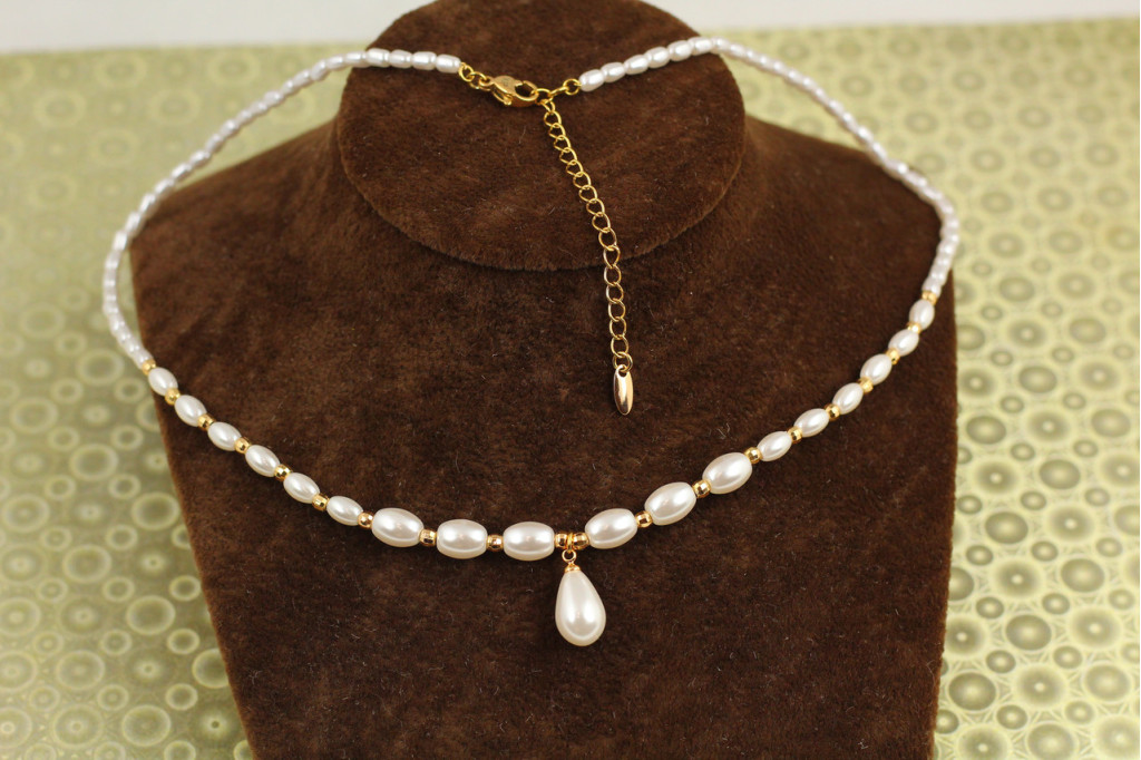 Набір Xuping Jewelry Шепіт дюни з перлиною крапля 42+6 см золотистий