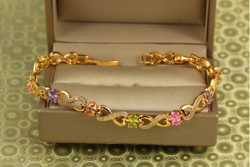 Браслет Xuping Jewelry Шепіт роси з різнокольоровими камнями 21 см 6 мм золотистий