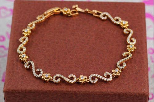 Браслет Xuping Jewelry квітковий завиток 21.5 см золотистий