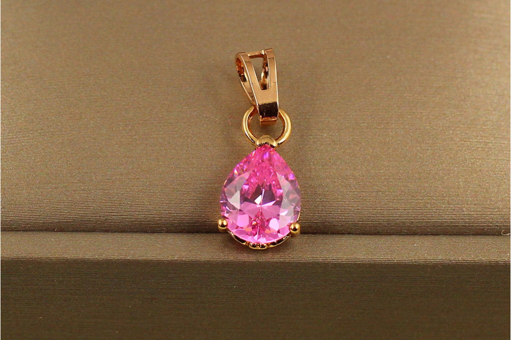 Кулон Xuping Jewelry розовая капля 1,5 см золотистый