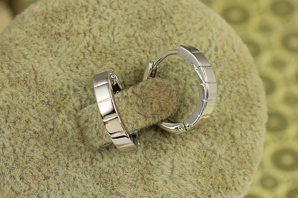 Серьги Xuping Jewelry Ребристые колечки 1,5 см серебристые