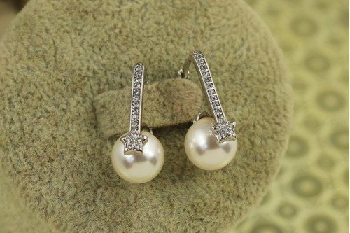 Сережки Xuping Jewelry Зорепад з перлиною 2 см сріблясті