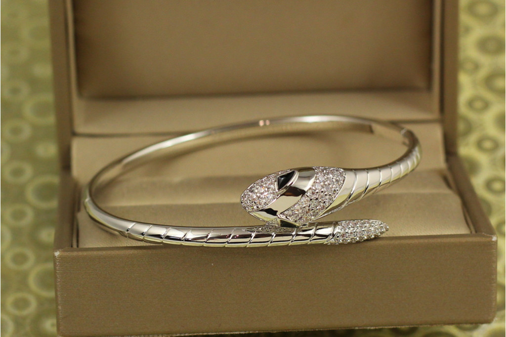 Браслет бенгл Xuping Jewelry Змія Нага 57 мм на руку від 16 см до 18 см сріблястий