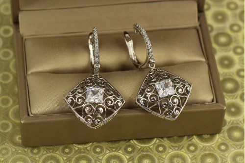 Сережки підвіски Xuping Jewelry Секрет графині 4 см сріблясті