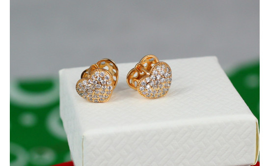 Сережки Xuping Jewerly сердечко подвійне 9 мм золотисті