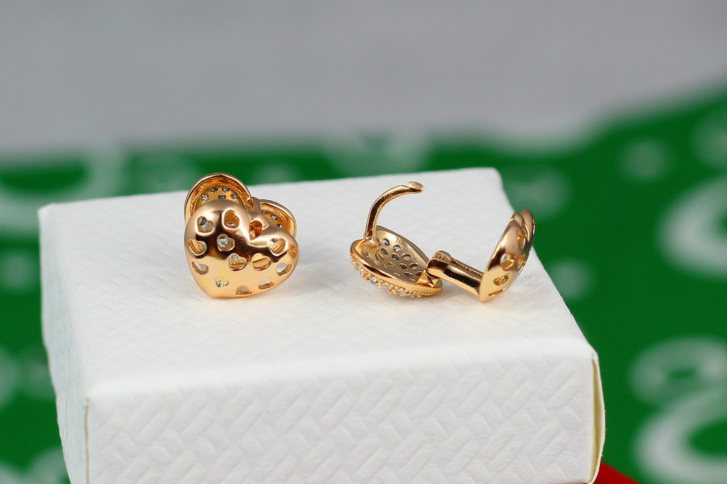 Сережки Xuping Jewerly сердечко подвійне 9 мм золотисті