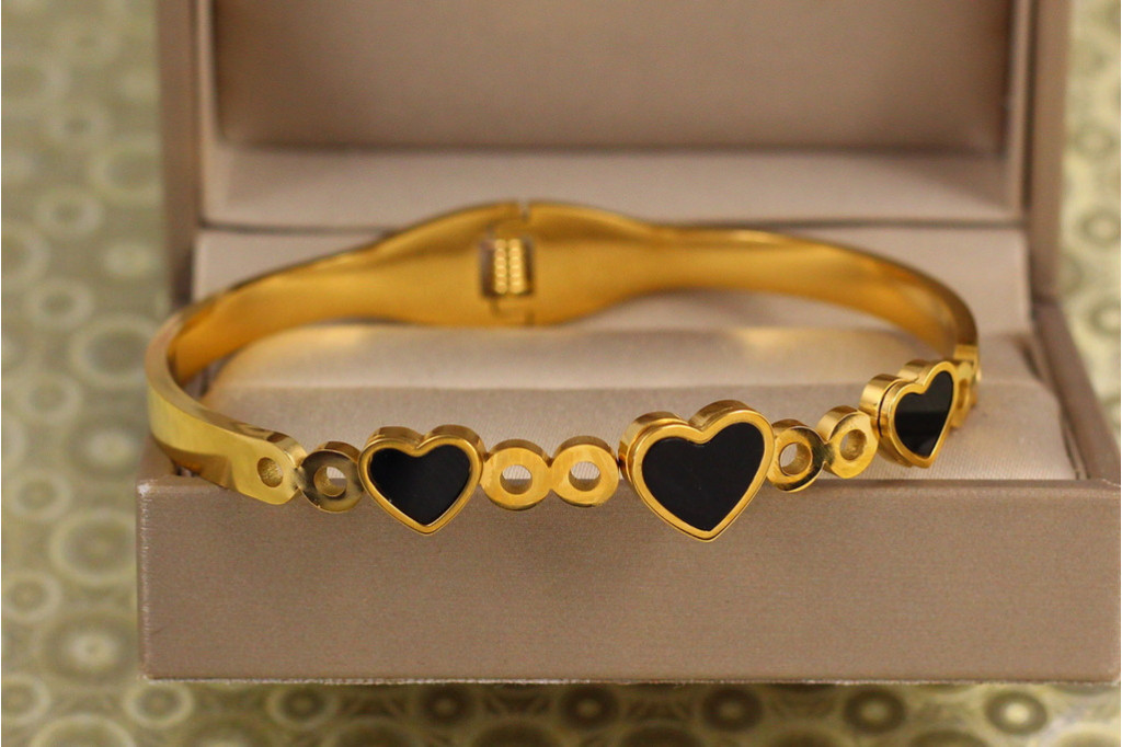 Браслет бенгл Xuping Jewelry жорсткий Midnight Heart 60 мм на руку від 17 до 19 см лимонний