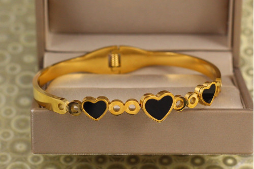 Браслет бенгл Xuping Jewelry жорсткий Midnight Heart 60 мм на руку від 17 до 19 см лимонний